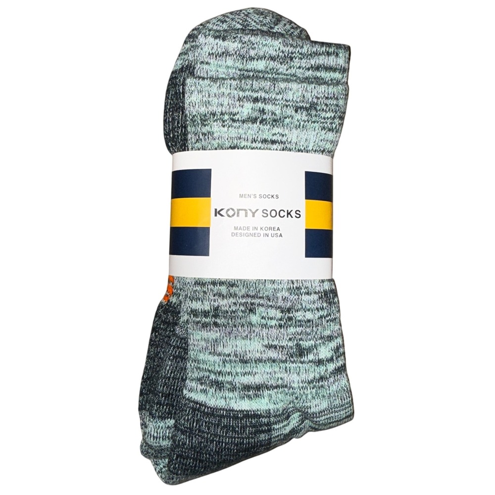KONY SOCKS Mens‎ Crew Socks Marled Blue Mint Green Designed USA